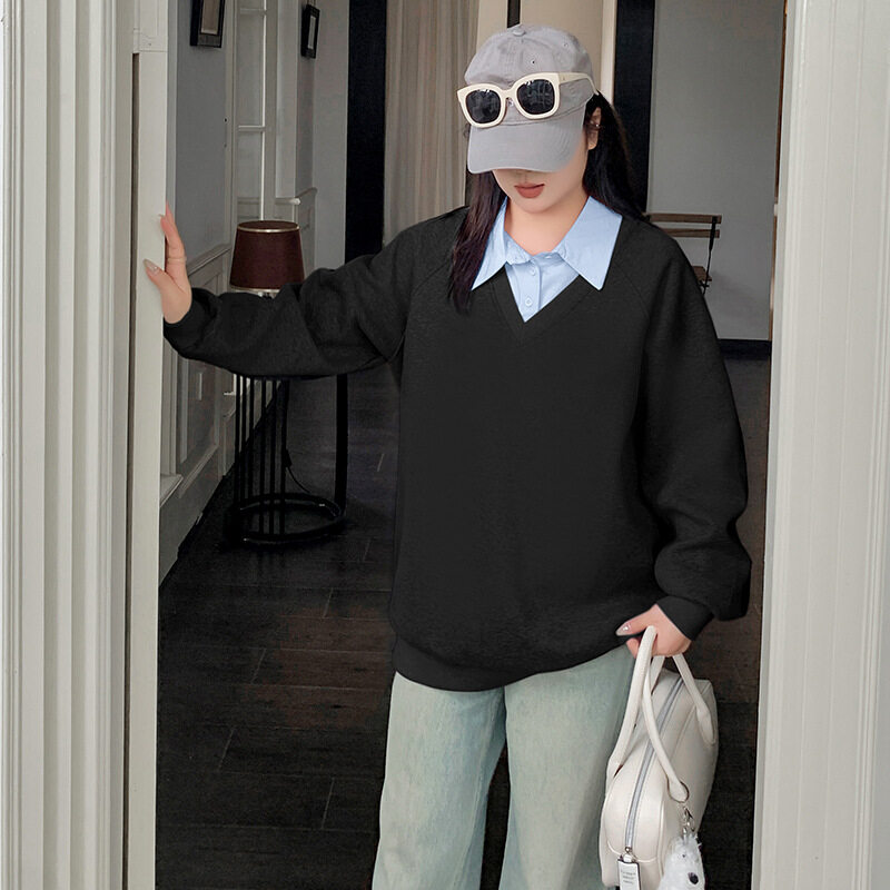 スウェットシャツ｜大きいサイズ・オーバーサイズ・ルーズフィット・レイヤード風・秋冬新作・カジュアル・ゆったり|undefined