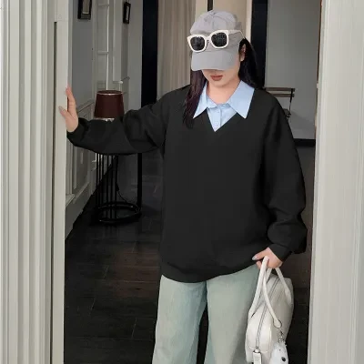 CLETTI スウェットシャツ｜大きいサイズ・オーバーサイズ・ルーズフィット・レイヤード風・秋冬新作・カジュアル・ゆったり