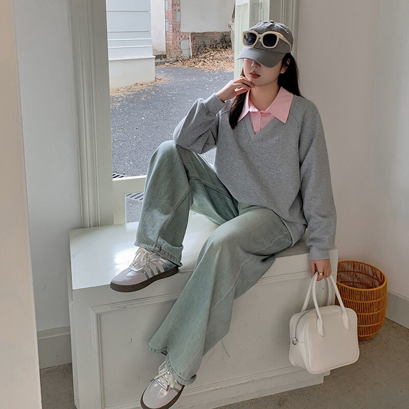 スウェットシャツ｜大きいサイズ・オーバーサイズ・ルーズフィット・レイヤード風・秋冬新作・カジュアル・ゆったり|undefined