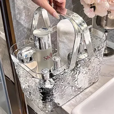 バス用手提げバスケット｜洗面用具収納・透明・浴室用・バス収納ボックス・シャワー用