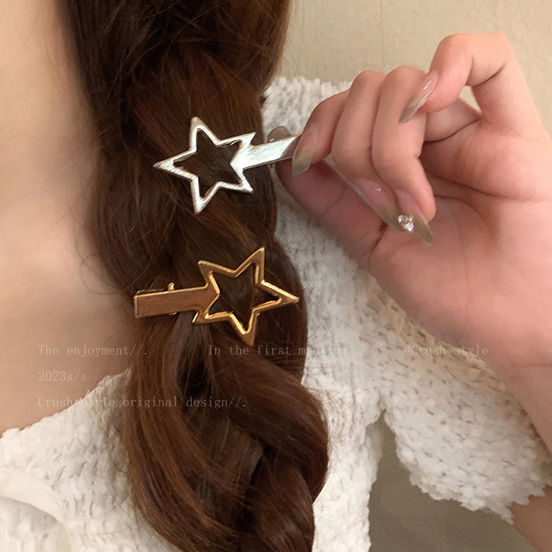 ヘアクリップ｜メタル・ダッククリップ・五角星・新作・サイドバング・ヘアアクセサリー・かわいい・Y2Kスタイル|undefined