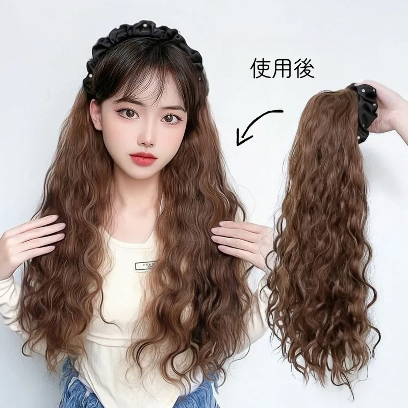 ウィッグ｜ロングヘア・ヘアバンド・ストーン付き・フリル・ハーフウィッグ・カール・エクステ|undefined