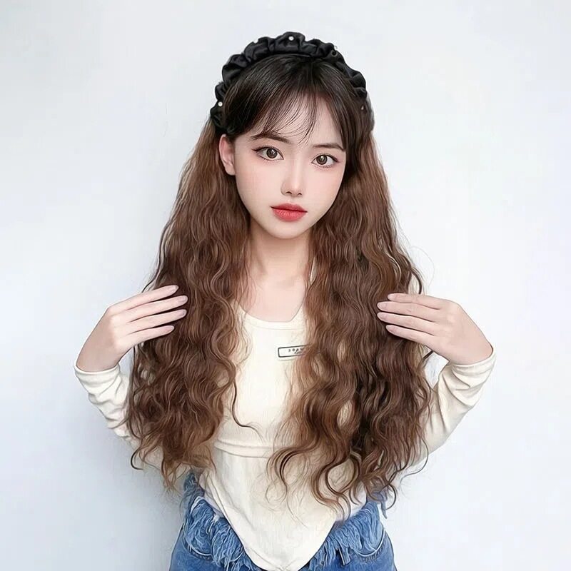ウィッグ｜ロングヘア・ヘアバンド・ストーン付き・フリル・ハーフウィッグ・カール・エクステ|undefined