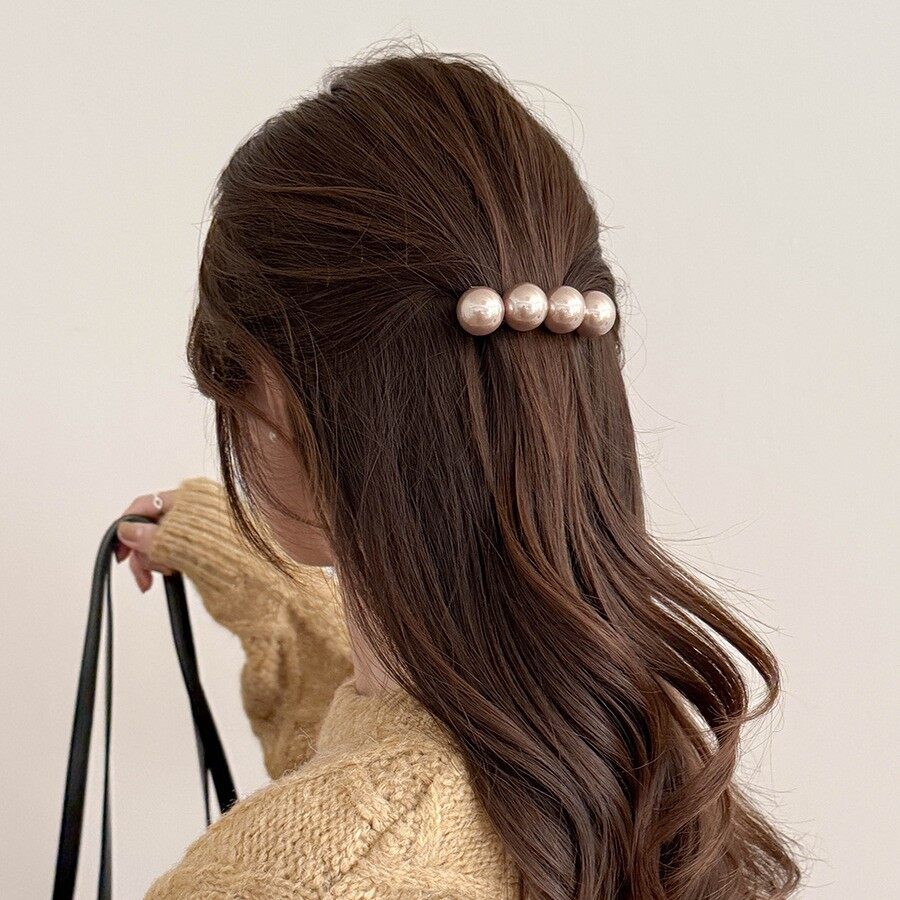 ヘアクリップ｜エレガント・ヘアアクセサリー・パール・デザイン・スプリングクリップ・立体・サイドクリップ|undefined