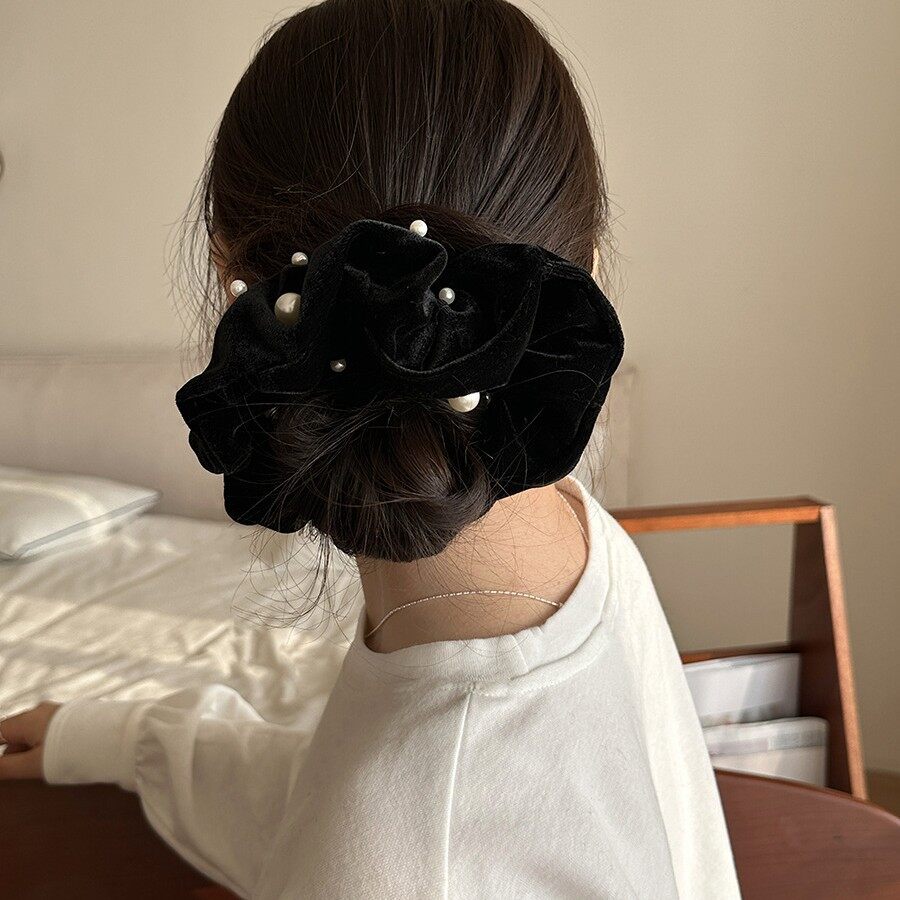 シュシュ｜ヘアアクセサリー・レトロ・秋冬・パール・ラフ・ヘアゴム|undefined