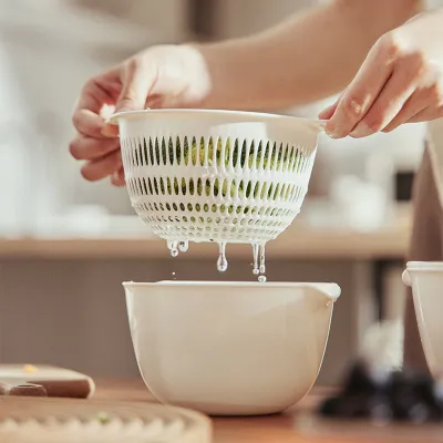 水切りボウル｜ミニ・二層・キッチン・野菜洗い・果物・野菜皿・洗い物便利・米研ぎ・水切り用