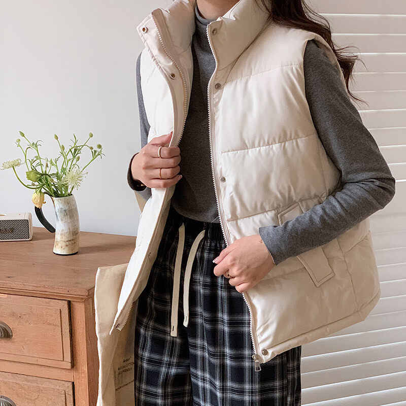 ベスト｜レディース・ファッション・カジュアル・ダウンコットン・ショート丈・春秋用・ゆったり・アウター・韓国風|undefined