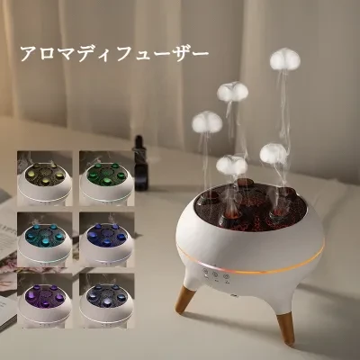 アロマディフューザー｜デスク用・加湿器・カラフルライト・リモコン付き