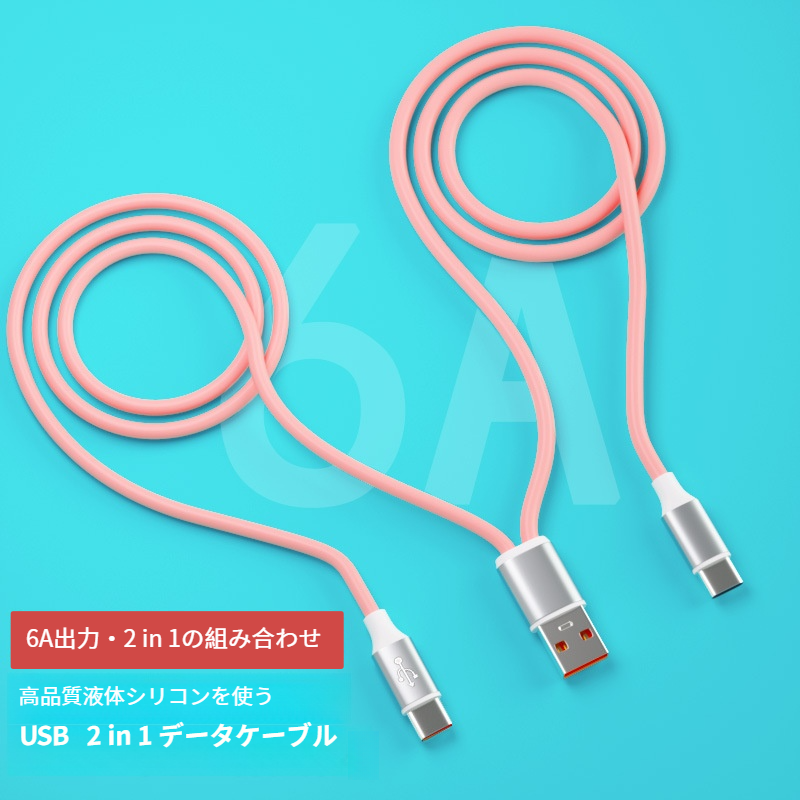 2in1 データケーブル｜6A急速充電・Apple・Android対応・micro USB・Type-C|undefined