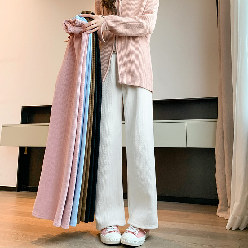 ワイドパンツ｜レディース・ファッション・カジュアル・ストレート・大きいサイズ・秋冬用・ハイウエスト・裏起毛・厚手・スリム見え・カジュアル|undefined
