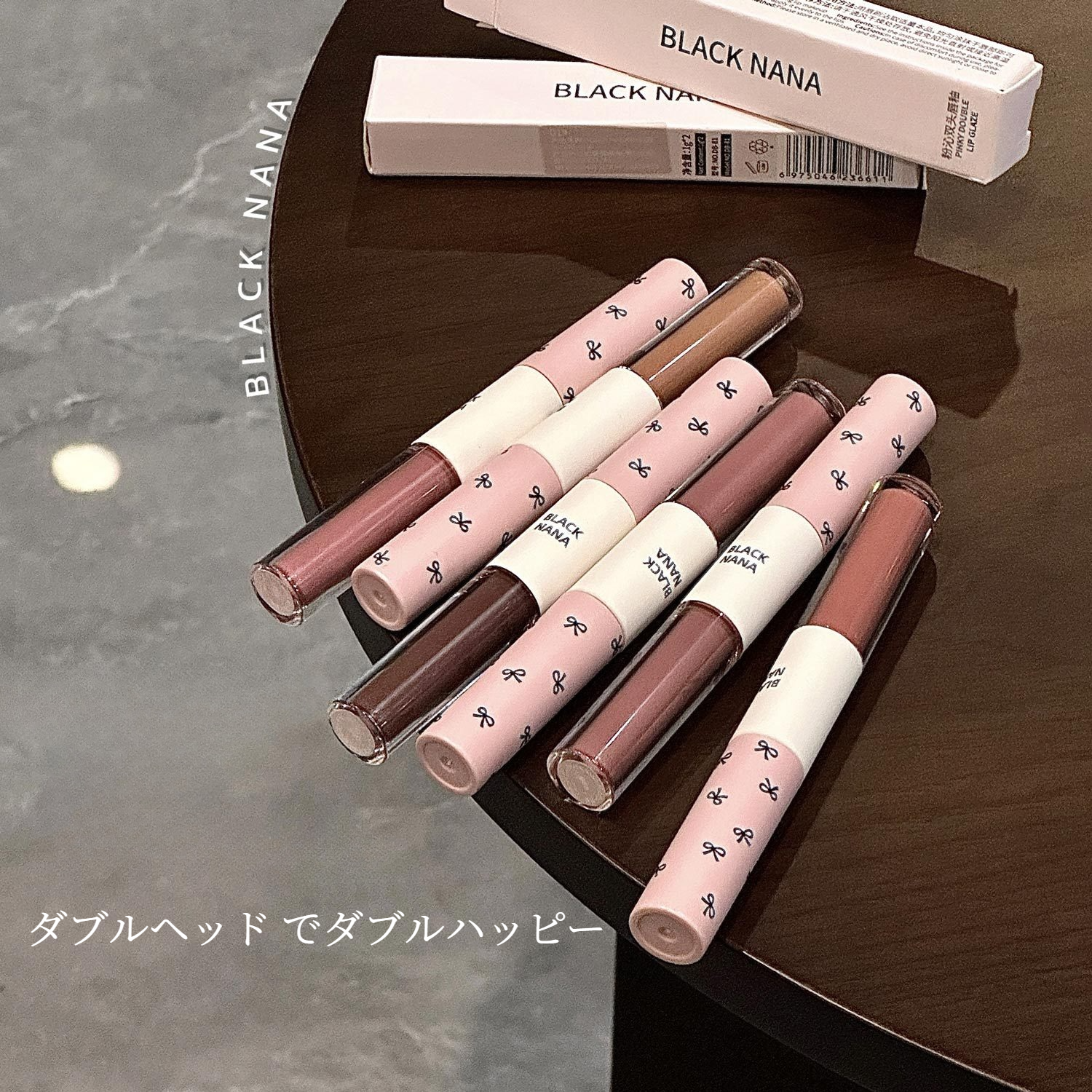 BLACK NANAリップグロス｜ダブルエンド・ミラー仕上げ・水光・グレー・ピンク・リップクリーム・ナチュラルメイク・素肌感・口紅|undefined