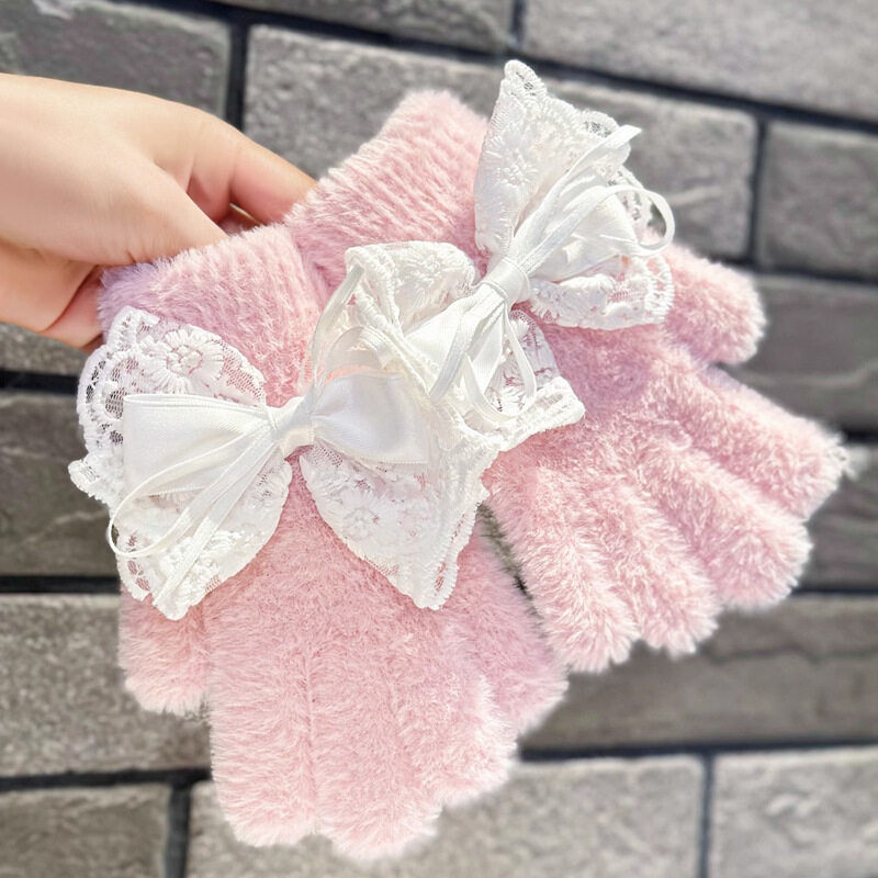 手袋｜冬用・子供用・五本指・寒さ対策・保温・リボン・かわいい・かわいい・全指・ファッション|undefined