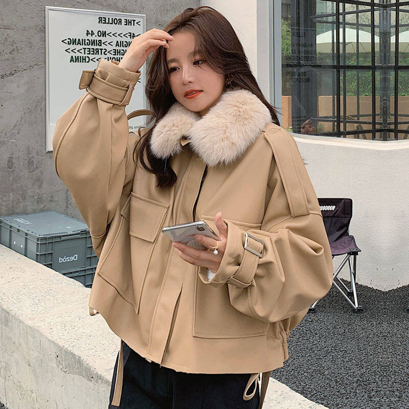 ジャケット｜ルーズ・レディース・カジュアル・フェイクファー・ショート丈・冬用・裏起毛・厚手・コート・バイカースタイル|undefined