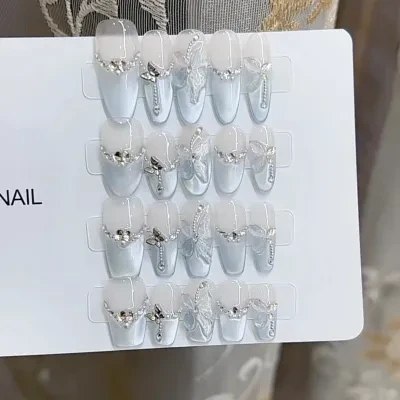 Orange.Nail ネイルチップ｜手作り・光療・ネイル・マグネット・氷河・蝶・再利用可能・取り外し可能