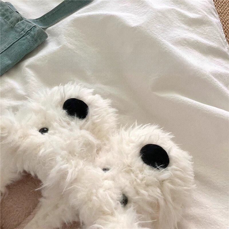 凶暴な子犬、女性用のかわいいINSコットンスリッパ、秋と冬の屋内ホームプラスベルベットの暖かい毛皮のような監禁靴|undefined
