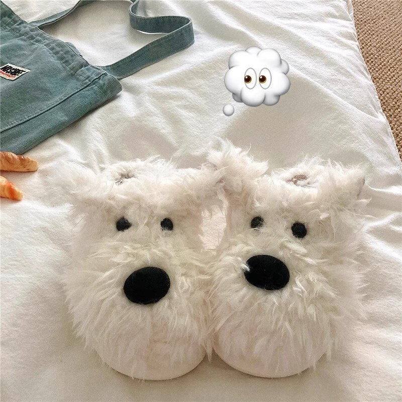 凶暴な子犬、女性用のかわいいINSコットンスリッパ、秋と冬の屋内ホームプラスベルベットの暖かい毛皮のような監禁靴|undefined