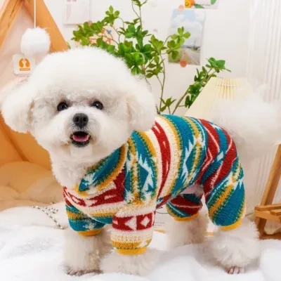 犬服｜秋冬用・レトロ・四足・小型犬・ペット用・おしゃれ・リード可能