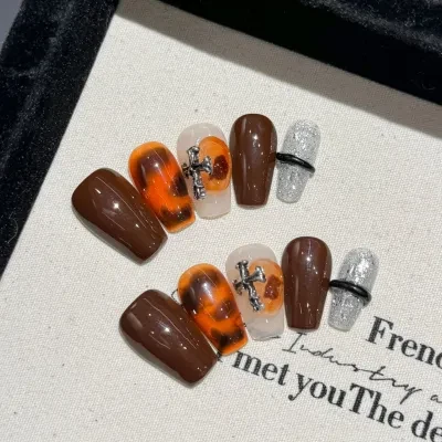 Orange.Nail ネイルチップ｜手作り・秋冬・マラード・アンバー・グラデーション・気品・優雅