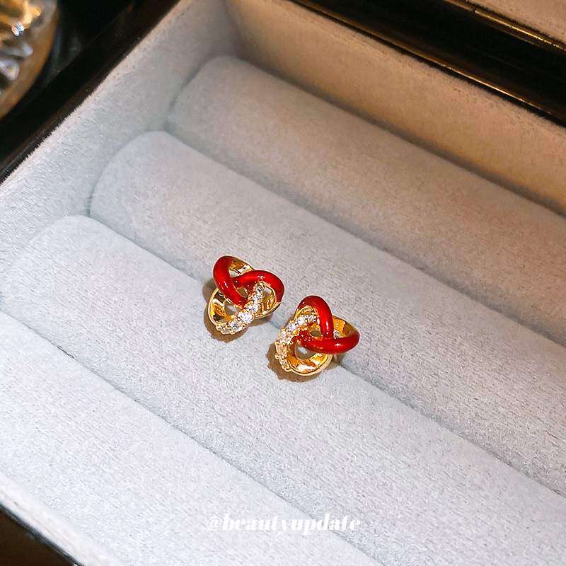 イヤリング｜電鍍・ジルコニア・オイルドロップ・レッド・気品・アクセサリー|undefined