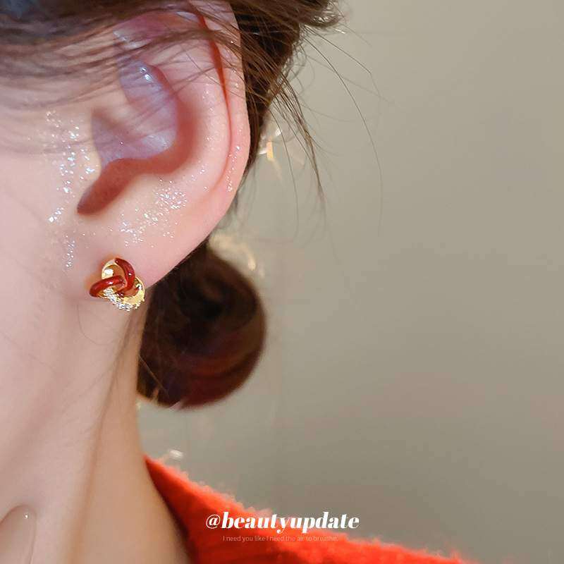 イヤリング｜電鍍・ジルコニア・オイルドロップ・レッド・気品・アクセサリー|undefined