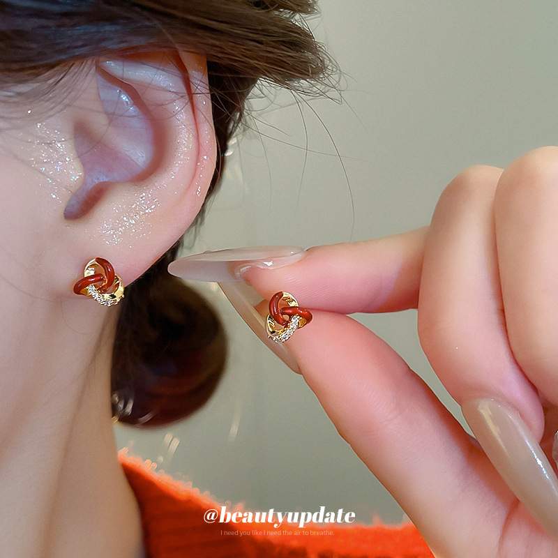 イヤリング｜電鍍・ジルコニア・オイルドロップ・レッド・気品・アクセサリー|undefined