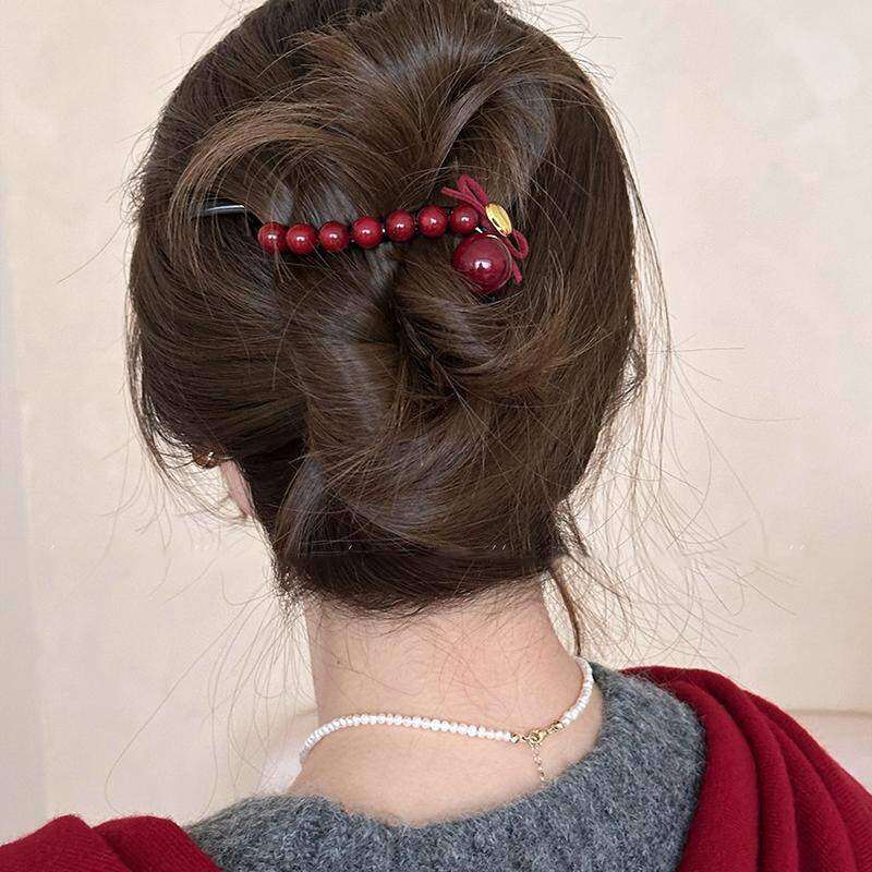 ヘアアクセサリー｜ バタフライリボン・レッド・レジン・お団子・ツイスト・クリップ・ファッション|undefined