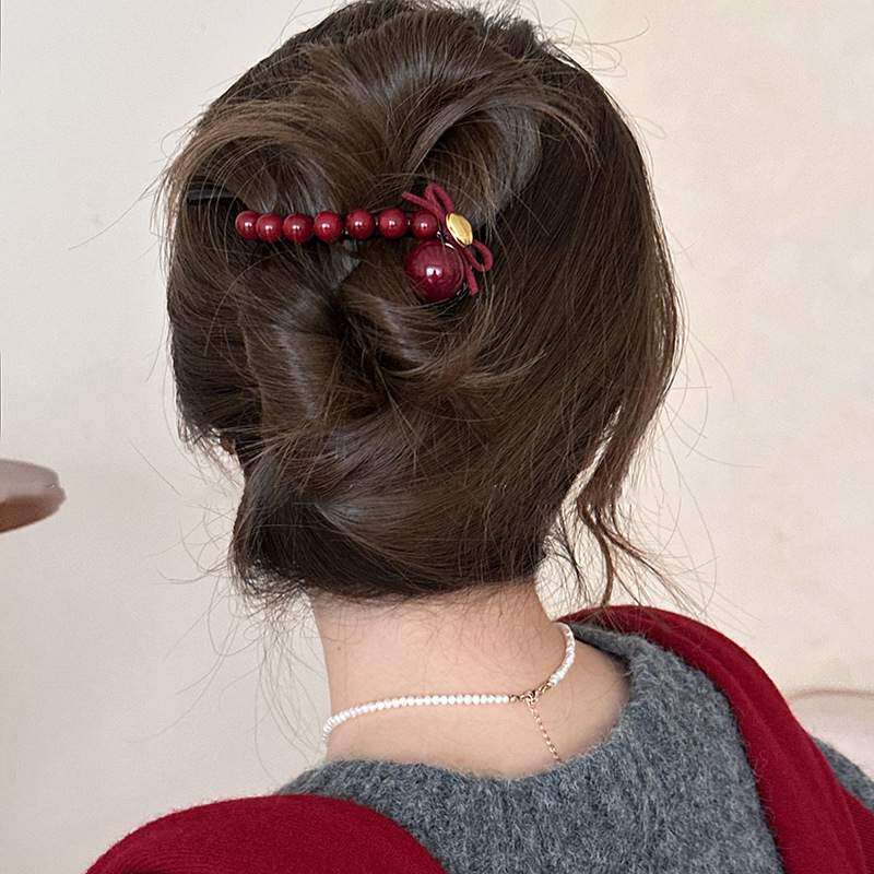 ヘアアクセサリー｜ バタフライリボン・レッド・レジン・お団子・ツイスト・クリップ・ファッション|undefined