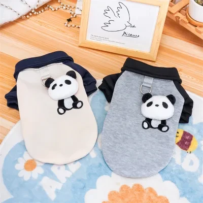 犬服｜秋冬・ペット服・小型犬・猫用・パンダデザイン・保温・柔らかい素材・リード可能