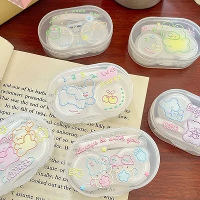 Xbeauty カラコンケース｜カラフルライン・可愛い・カートゥーン・クマ・犬・天使・星・シンプル