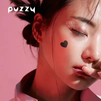 【32粒】Puzzy ニキビパッチ｜ブラックハート・可愛い・カバー・ニキビ跡・メイク可能・肌を守る