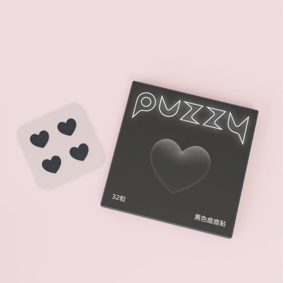 【32粒】Puzzy ニキビパッチ｜ブラックハート・可愛い・カバー・ニキビ跡・メイク可能・肌を守る|undefined
