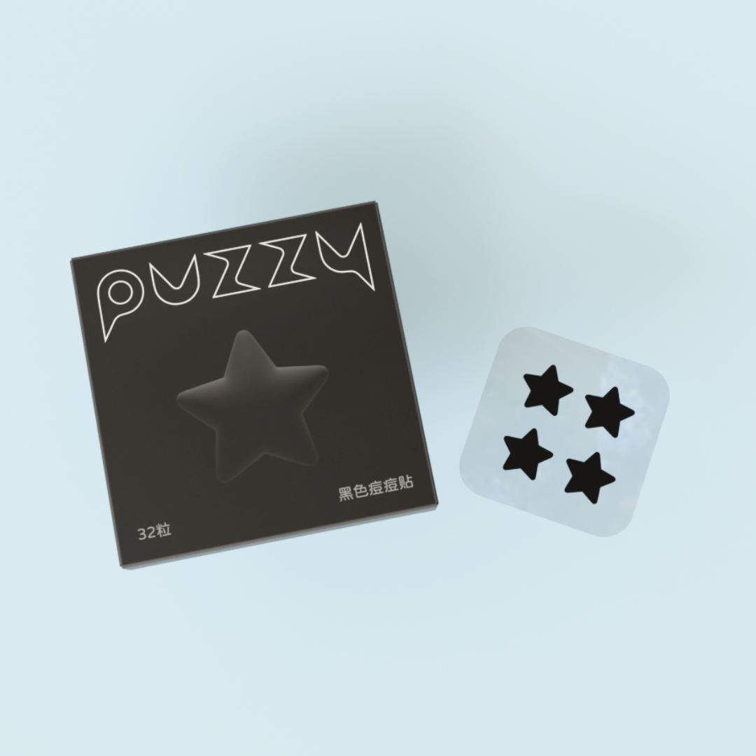 【32粒】Puzzy ニキビパッチ｜黒い・星・可愛い・カバー・ニキビ跡・メイク可能・隔離効果|undefined