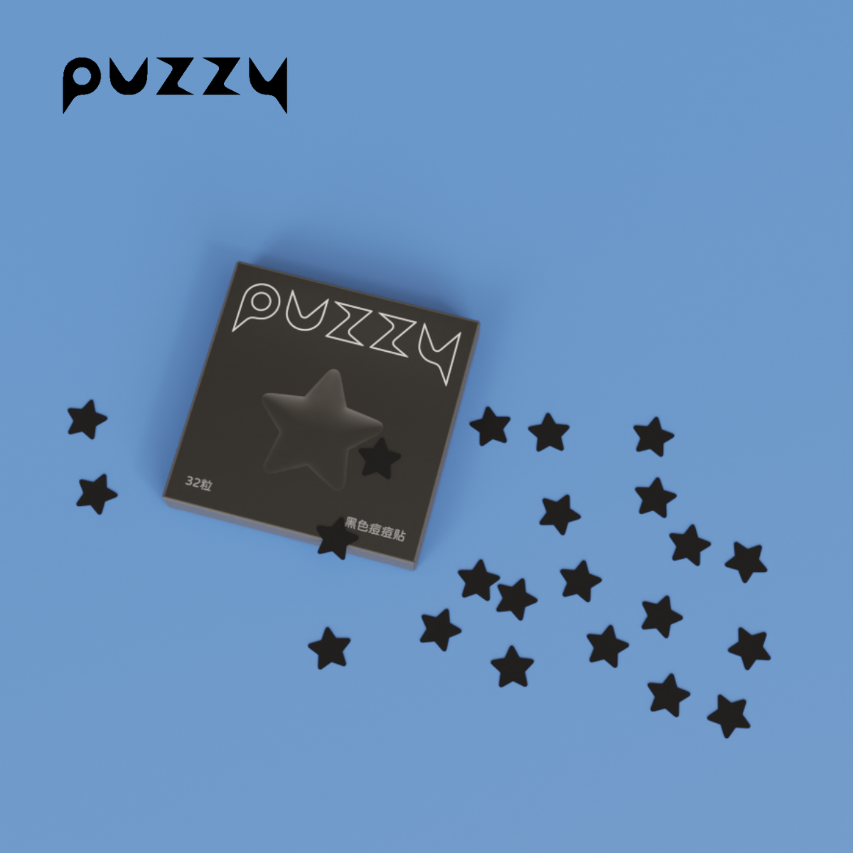 【32粒】Puzzy ニキビパッチ｜黒い・星・可愛い・カバー・ニキビ跡・メイク可能・隔離効果|undefined