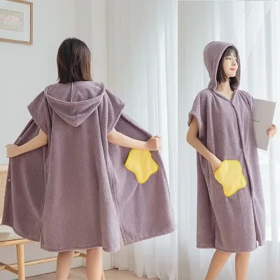 10N大バスタオル・着用可能・包み込む・夏用バスローブ・家庭用・吸水性・シャワー・水泳・2024年新作・ケープスタイル
