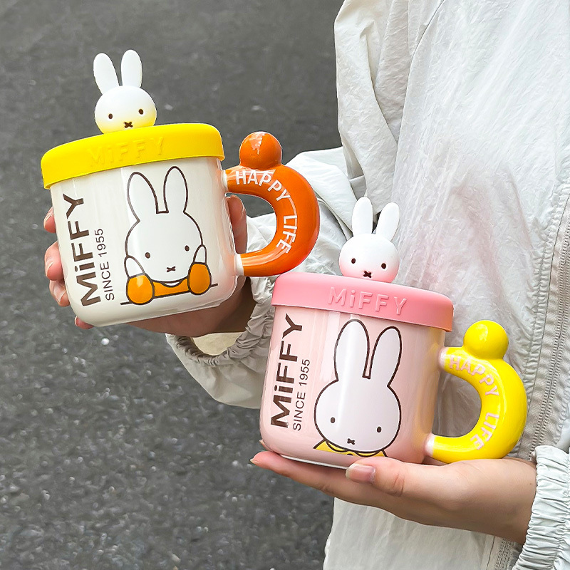 Miffyマグカップ｜蓋付き・セラミック製・オフィス用・朝食用・カートゥーンデザイン・カップル向け・プレゼント|undefined