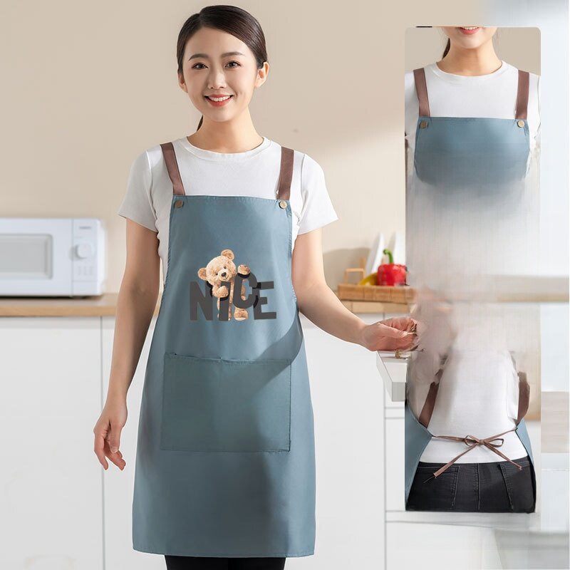 前掛け｜防水・防油・エプロン・家庭用・キッチン・カフェ・飲食・作業服・かわいい・クマ柄|undefined