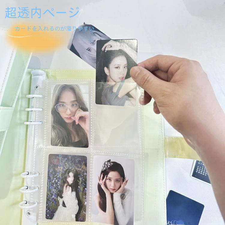 カードアルバム｜韓国風カード帳・トレカ収納ケース・マカロンカラー・インスタ映え・マグネットのボタン・四仕切り・ポラロイド収納【内ページ20枚+バッフル2枚付き】|undefined