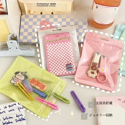 meets 【20枚セット】小物収納バッグ｜カード収納・アクセサリー収納・マカロンカラー・自封袋・厚手・透明・カラフル・密封