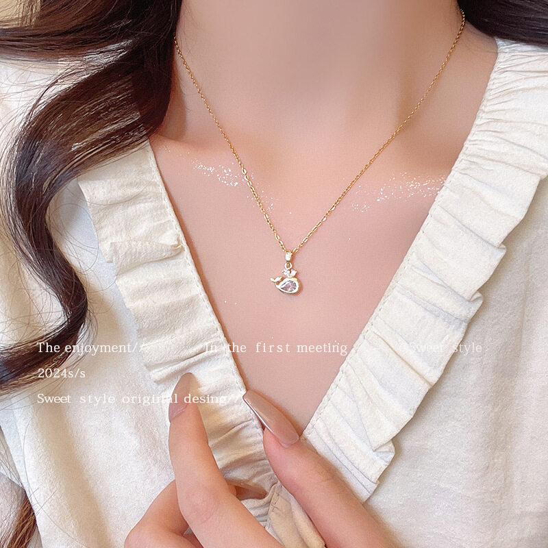 ネックレス｜クロスチェーン・個性的・クジラペンダント・気品・チタン鋼・ロックボーンチェーン・アクセサリー|undefined