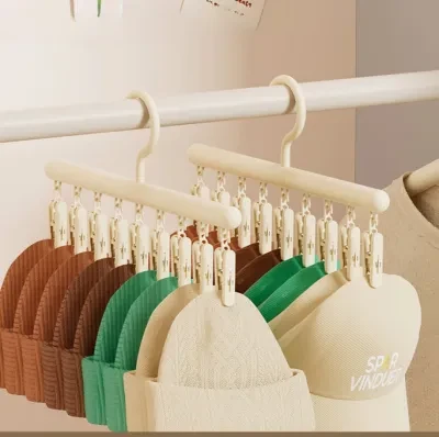 クリップ付きハンガー｜高品質・無痕・衣類干し・多機能・プラスチック製・下着・靴下用・シンプルデザイン