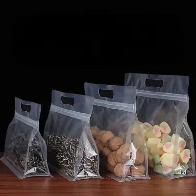 【10枚】自立袋｜透明/マット・手提げ・厚手・密封・食品・アウトドア・収納便利・キャンプ