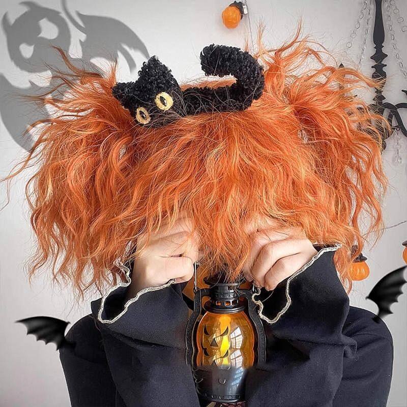 ウィッグ｜ロング・フルヘッド・ロリータ・ハロウィン・かぼちゃ・小悪魔・オレンジ・ウールカール|undefined