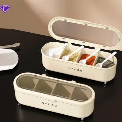 調味料ボックス｜セット・家庭用・キッチン用品・塩・砂糖・味精・4つの収納・多機能・軽やか・高級感のある調味料入れ