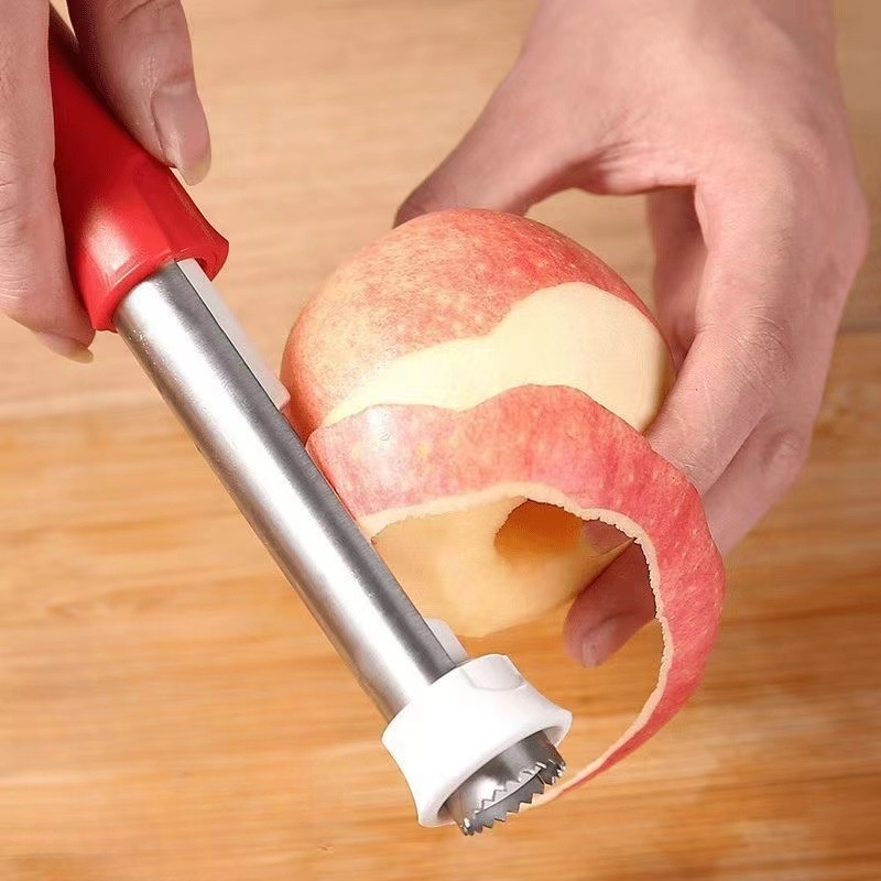伸縮式フルーツコア抜き器｜リンゴ・梨・ステンレス製・果実芯抜き・2in1・フルーツ皮むき器|undefined
