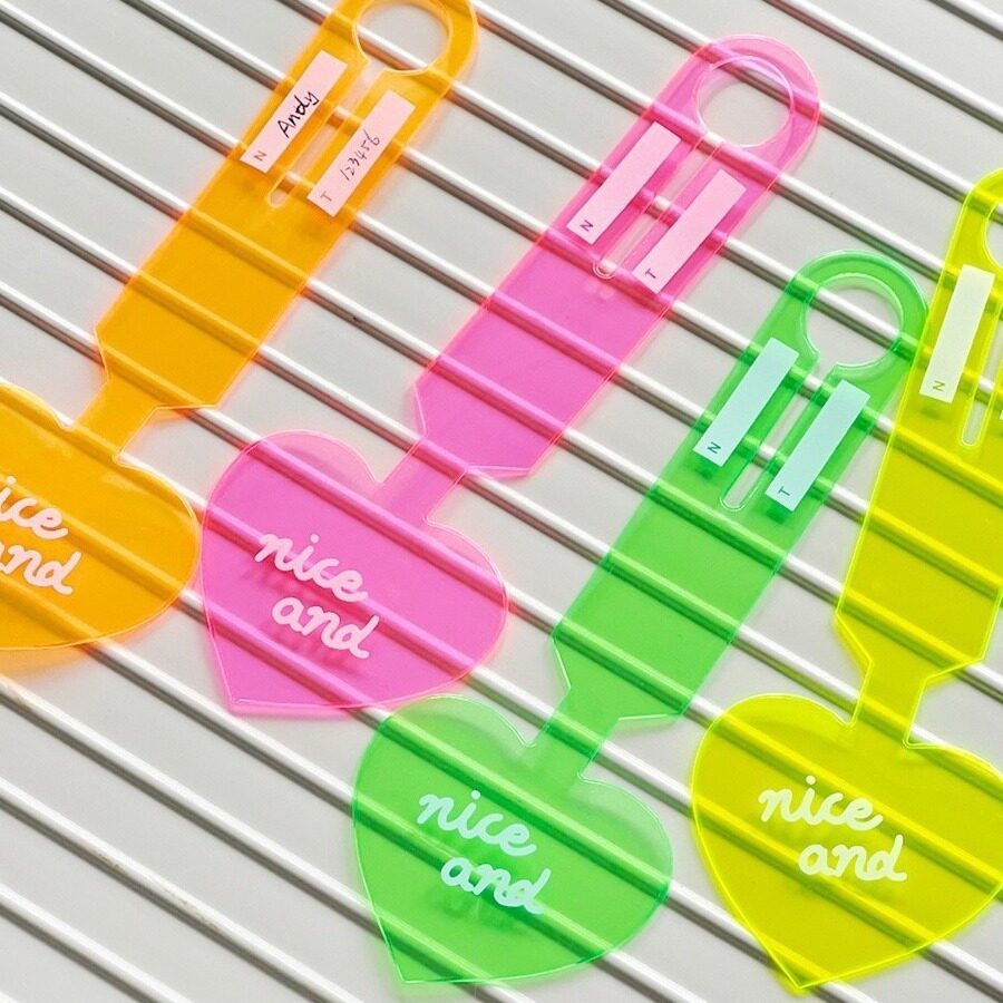 スーツケースラベル｜PVC・蛍光・ハート型・タグ・旅行用・紛失防止・識別用・2個セット|undefined