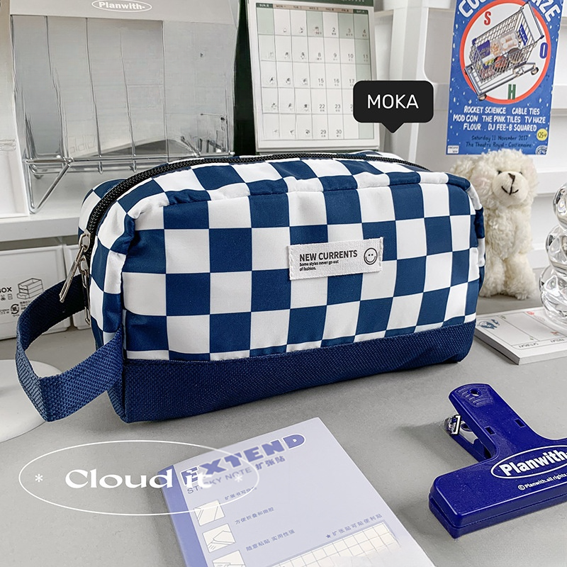 チェック柄ペンケース｜筆箱・大容量・文房具収納・学生用・高いデザイン性・化粧ポーチ|undefined