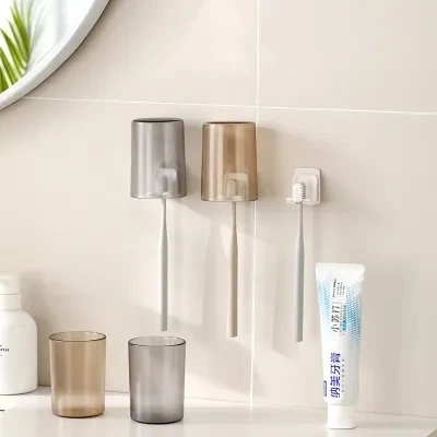 歯磨きカップ｜シンプル・カラフル・プラスチック製・耐熱性・厚手・洗面用カップ・カップル用・口腔ケア用・使いやすい