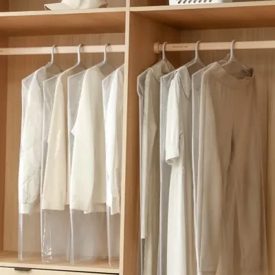 防塵袋｜透明な衣服用・防塵カバー・クローゼット用・使い捨て・ハンガー式・スーツ収納袋・コート用