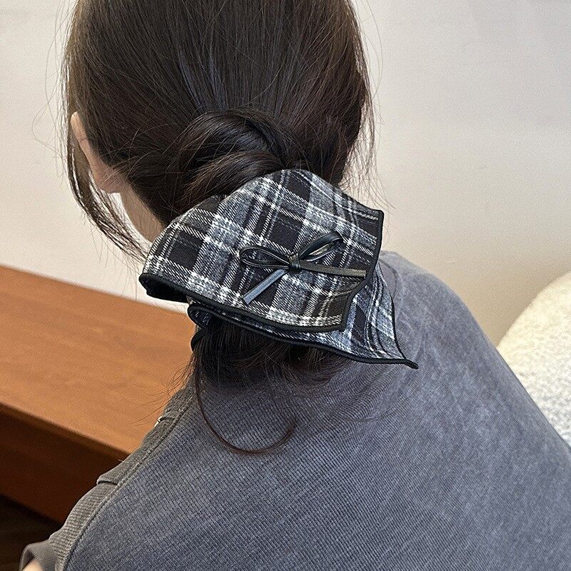 ヘアアクセサリー｜アカデミック風・チェック・ファブリック・リボン・ヘアゴム・優しい・レディース・カジュアル|undefined