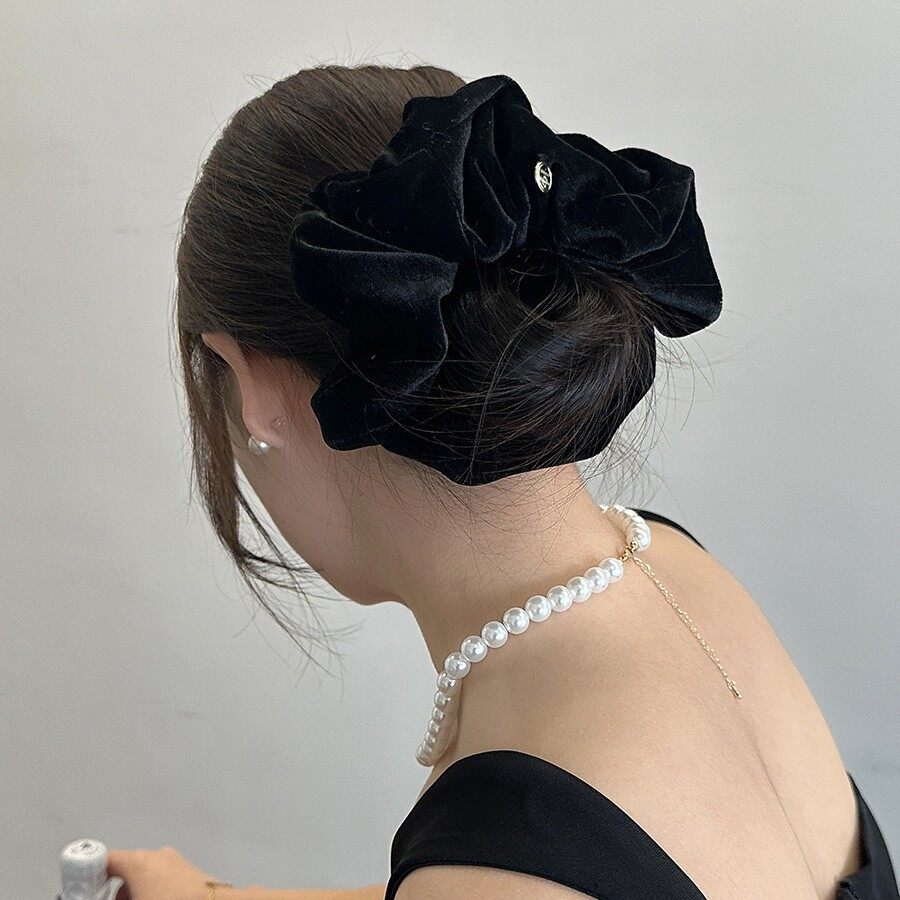 ヘアアクセサリー｜レトロ・レディース・ファッション・ベルベット・ルーズ・低いポニーテール|undefined
